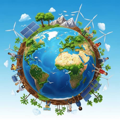 Vibrant Illustration of Sustainable Future | Global Collaboration