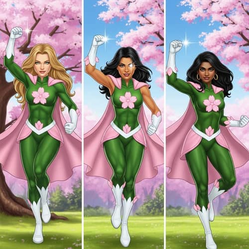 Cherry Blossom Female Superheroes: Diverse Heroes Unite