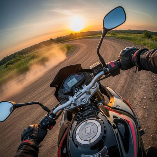 Immersive POV Motorcycle Riding Experience on a Dirt Track