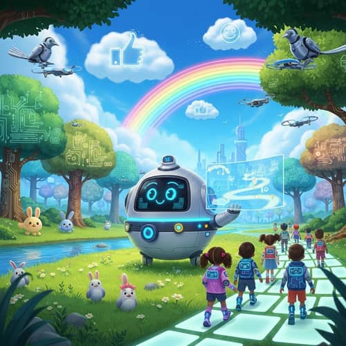 Tech-Enhanced Adventure in a Vibrant Landscape