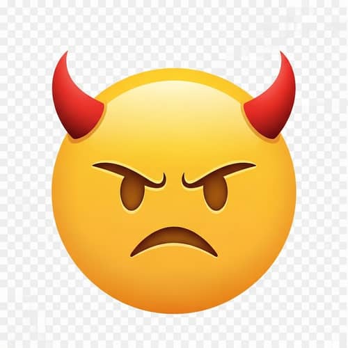 Angry Horned Smiley PNG | Mischief Emoticon