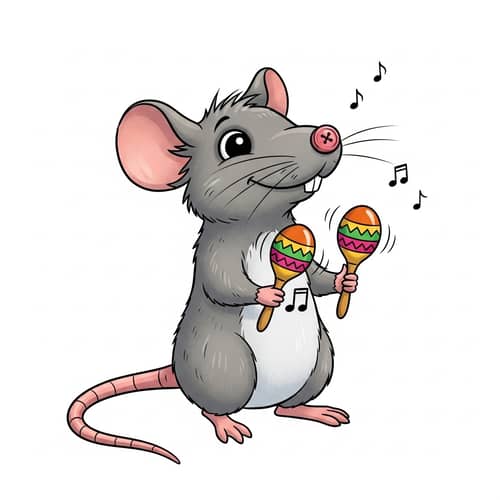 Animated Rat with Maracas: Whimsical Cartoon Fun