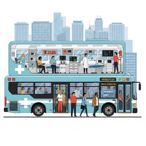 Cutting-Edge Medical Information Bus | Mobile Hospital Illustration