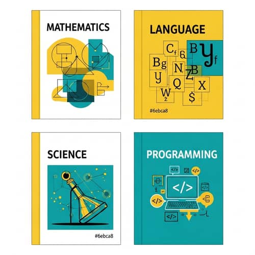 Unique Book Covers: Mathematics, Language, Science, Programming
