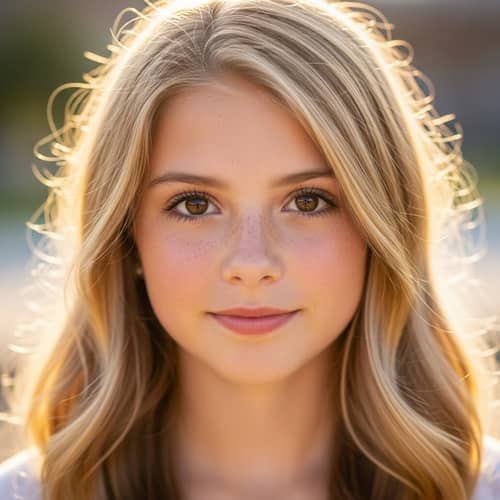 Blonde Girl with Big Brown Eyes