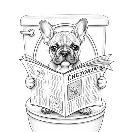 Charming French Bulldog Puppy Sketch - Humorous and Heartwarming