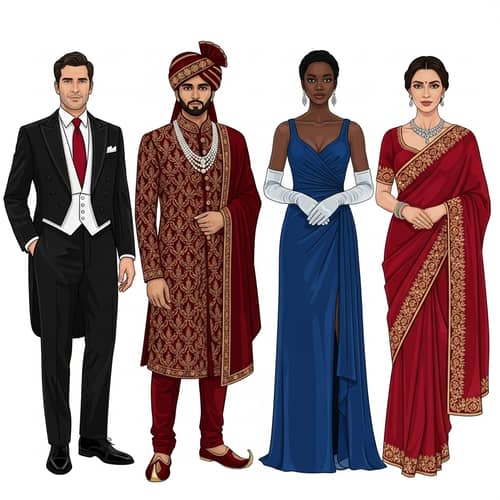 Global Formal Attire Display | Cultural Elegance from Around the World
