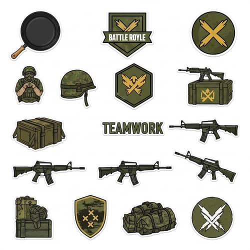Pubg Mobile Inspired Sticker Set | Military-themed Collection