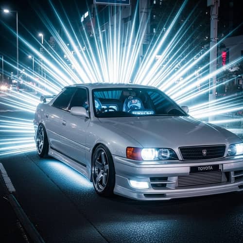 Custom Toyota Chaser JZX90 in Neon Glow | Car Tuning Details
