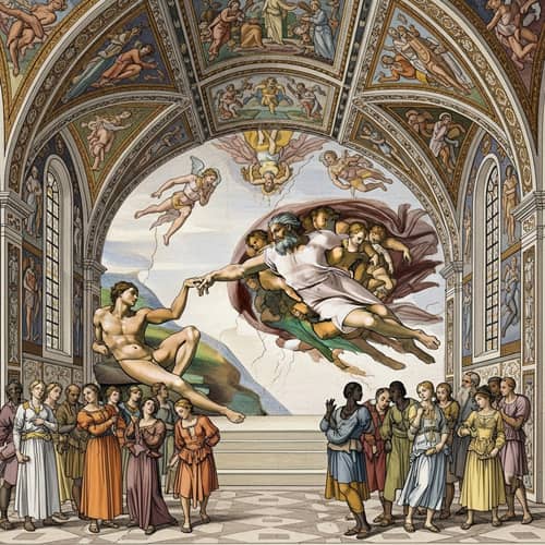 Creation of Adam Illustration in Chapel | Religious Artwork