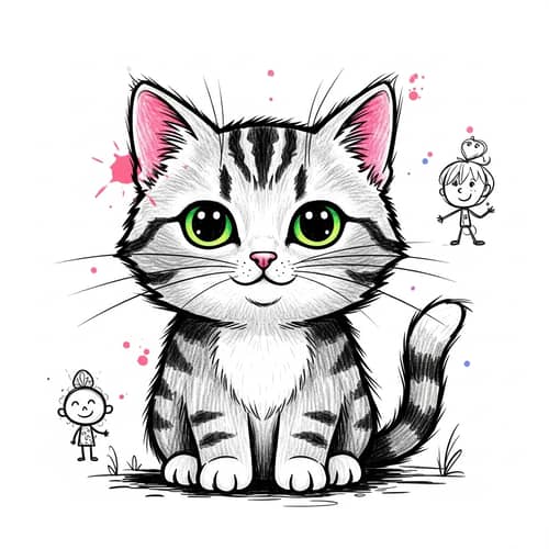 Charming and Innocent Cat Illustration