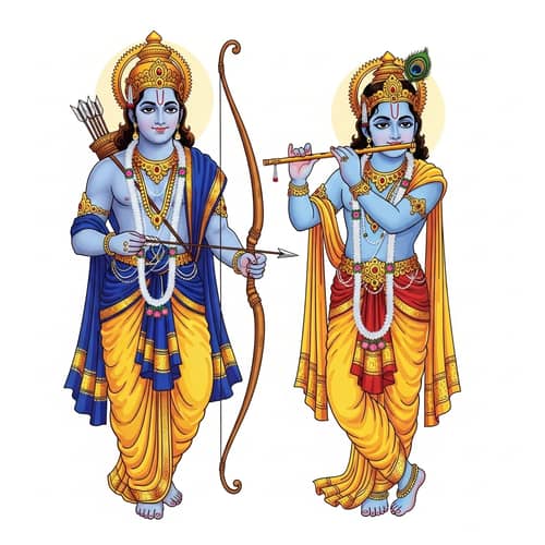 Lord Rama and Lord Krishna Art: Spiritual Harmony of Ancient India