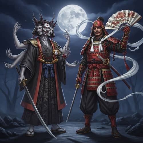 Powerful Warriors in Traditional Japanese Garb
