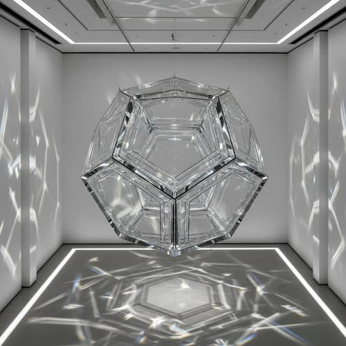 Elegant Glass Icosahedron: Geometric Artistic Style