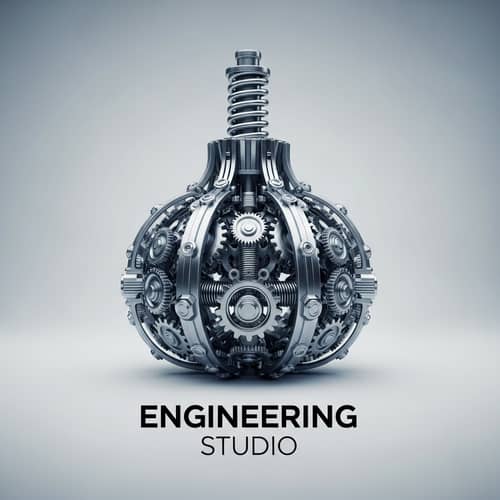 Detailed Mechanical Gear Mascot for Engineering Studio