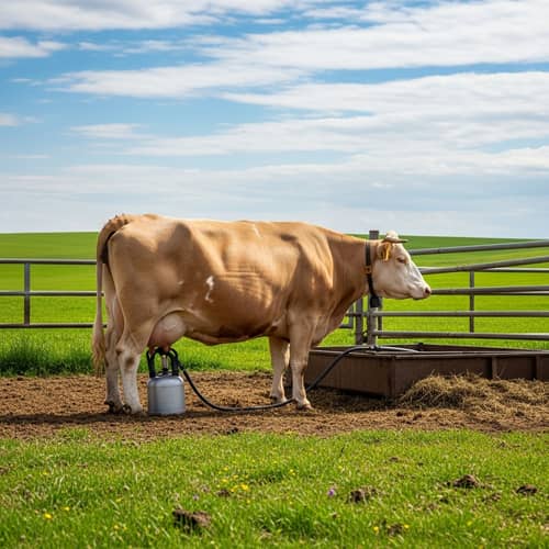 Wholesome Milking Process in Serene Farm Setting