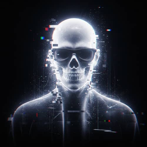 Digital Hacker Ghostly Apparition with Skull Resemblance
