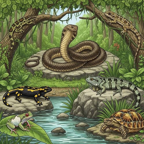 Biodiverse Jungle Habitat with Reptiles and Amphibians
