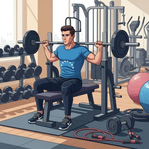 Venezuelan Man Doing Bench Press in Gym