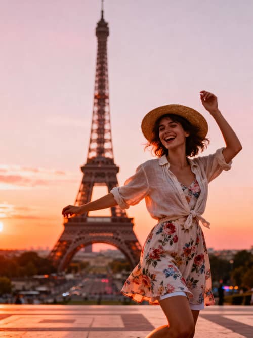 Iconic Paris Sunset at the Eiffel Tower