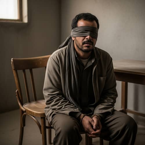 Middle-Eastern Man in Captivity - Tension and Uncertainty