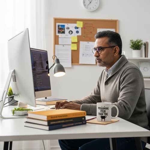 Skilled South Asian Programmer at Work
