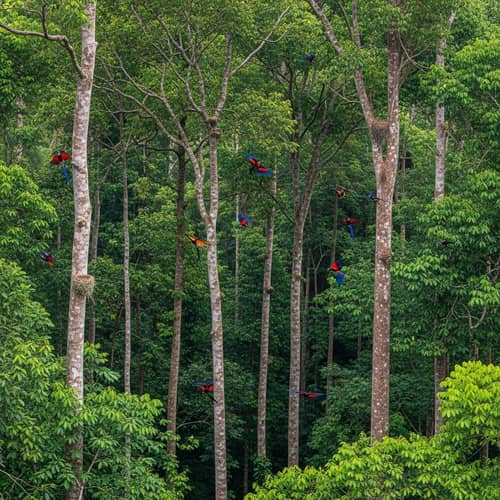 Colorful Paradise Birds in luscious Indonesian Rainforest