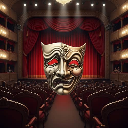 Traditional Theater Setting with Delicately Crafted Mask