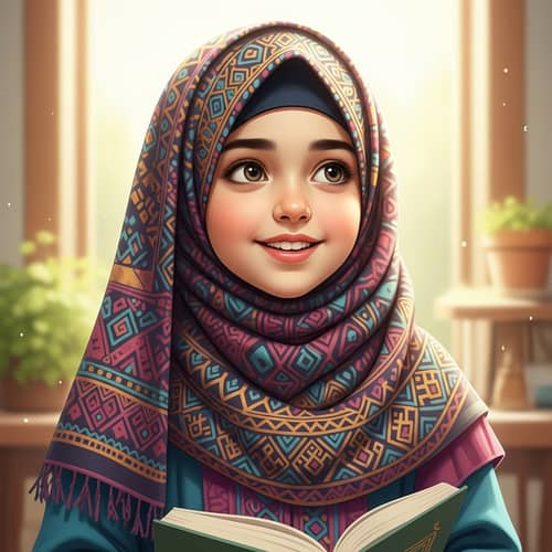 Vibrant Middle-Eastern Girl in Colorful Hijab | Peaceful Surroundings
