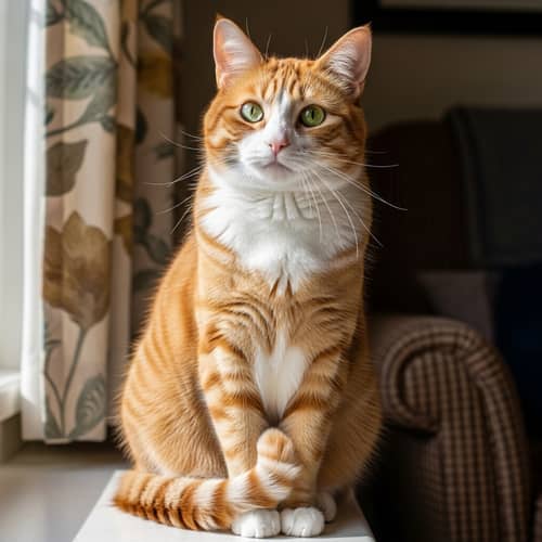 Majestic Domestic Cat with Silky Coat | Cozy Environment