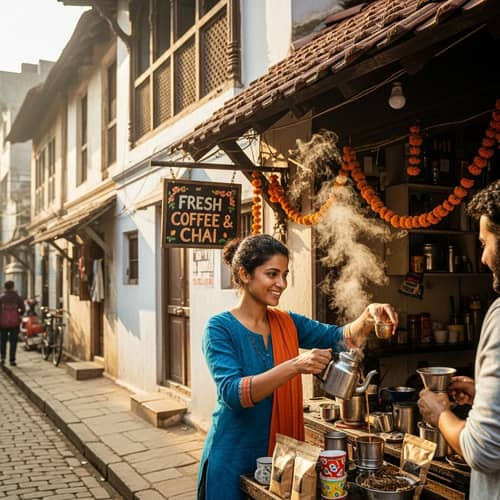 South Asian Woman Selling Coffee | House Cafe