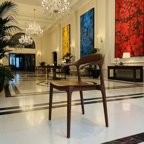 Luxurious Hotel Lobby with Elegant Wooden Chair