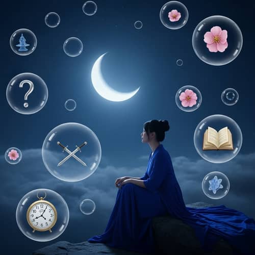 Metaphorical Illustration of Unspoken Thoughts in Moonlight