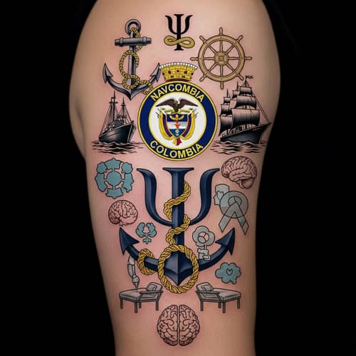 Navy & Psychology Tribute Tattoo | Colombian Military Ink