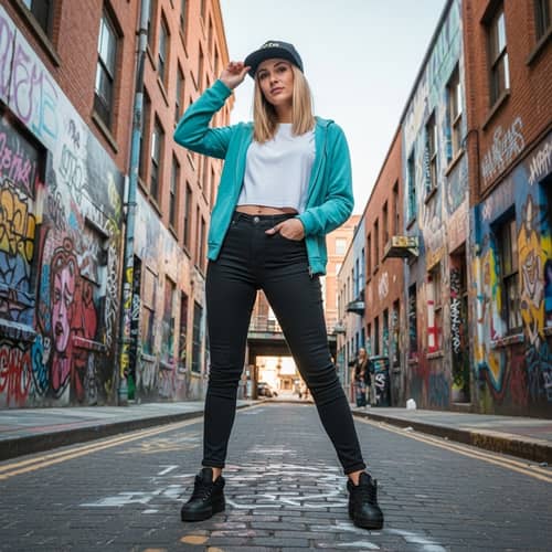 Urban Street Fashion Photography | Vibrant Woman in Snapback Hat