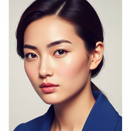 Vibrant Asian Woman Headshot without Eyebrows