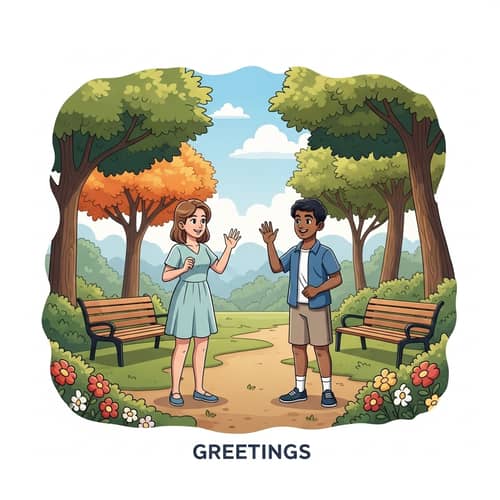 Cheerful Greetings Cartoon Illustration