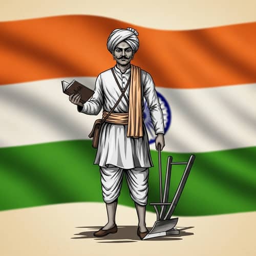 Revolutionary Figure in Traditional Indian Attire | Early 20th Century