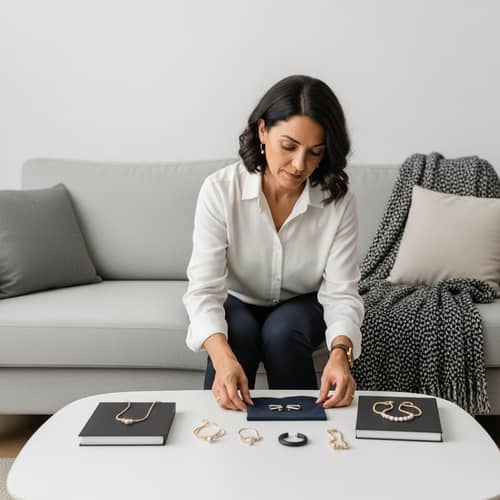 Minimalist Hispanic Woman in Modern Casual Attire | Elegant Accessories
