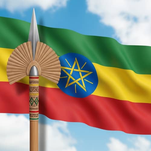 Ethiopian Fano Armi Illustration with Vibrant Flag
