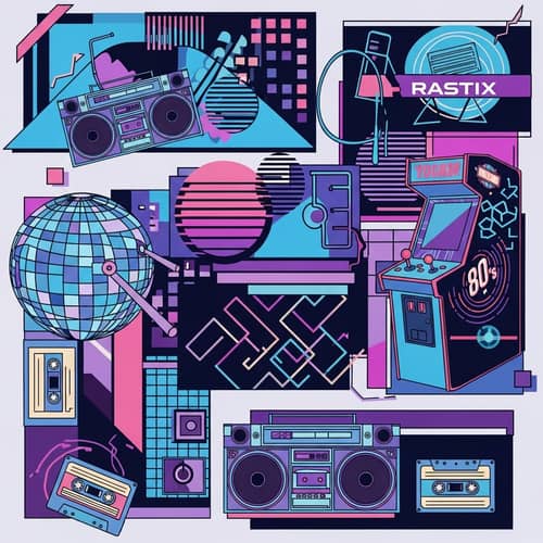 80's Neon Theme Retro Remix Illustration