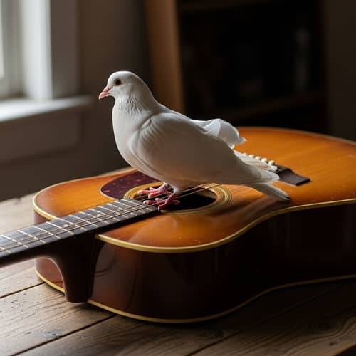 Guitar with White Dove Perched On Top | Musical Harmony
