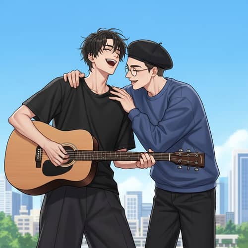 Jeon Jungkook and Taehyung | Friends Laughing & Playing Guitar