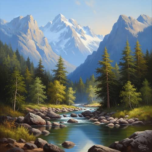 Majestic Landscape Oil Painting - Nature's Tranquility