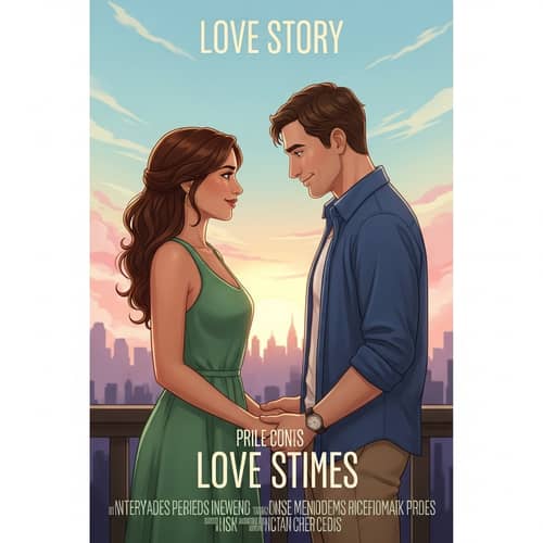Romantic Love Story Movie Poster with Hispanic Woman and Caucasian Man