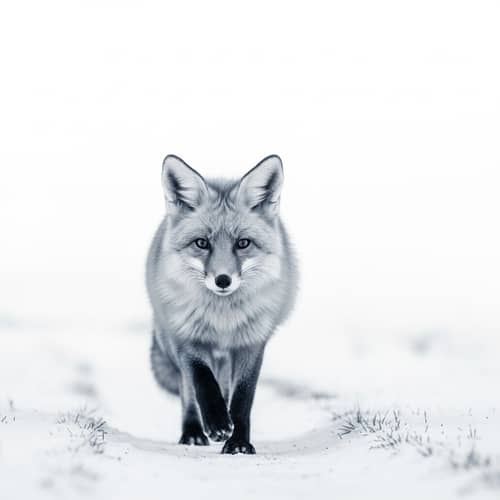 Kind and Pleasant Fox Image | White, Blue, Gray Shades