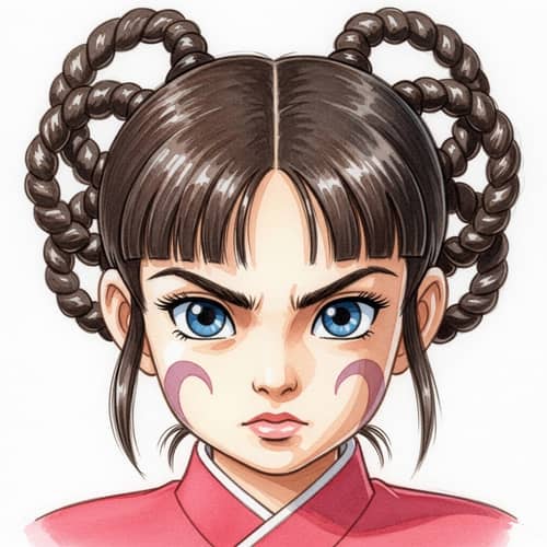 Asian-Inspired Young Girl Watercolor Portrait | Animated Series