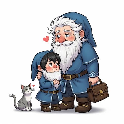 Charming White-skinned Dwarf in Love with Taller Dwarf Illustration