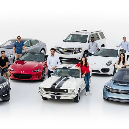 Diverse Group of Car Enthusiasts by Seven Models
