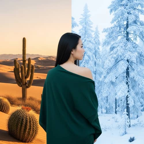 Stunning Asian Girl in Surreal Landscape Transformation